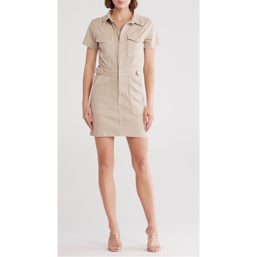 Good American Fit For Success Dress 4XL Sand Beige Denim Mini Utility